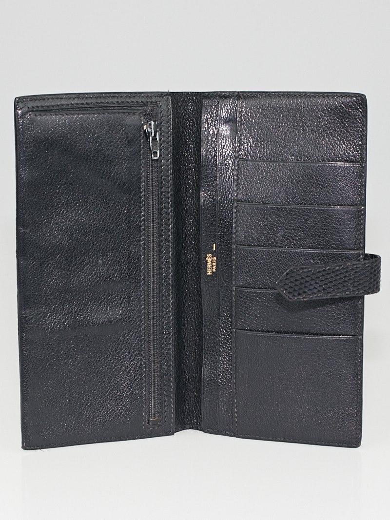 Hermes Black Lizard Bearn Wallet | Yoogi's Closet