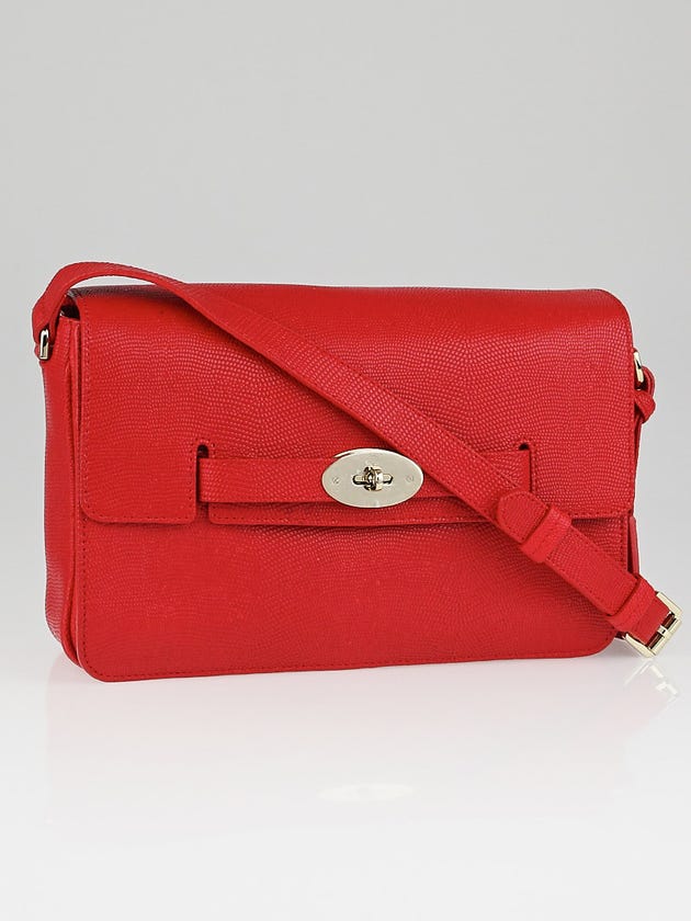 Mulberry Red Lizard Embossed Leather Bayswater Shoulder Bag