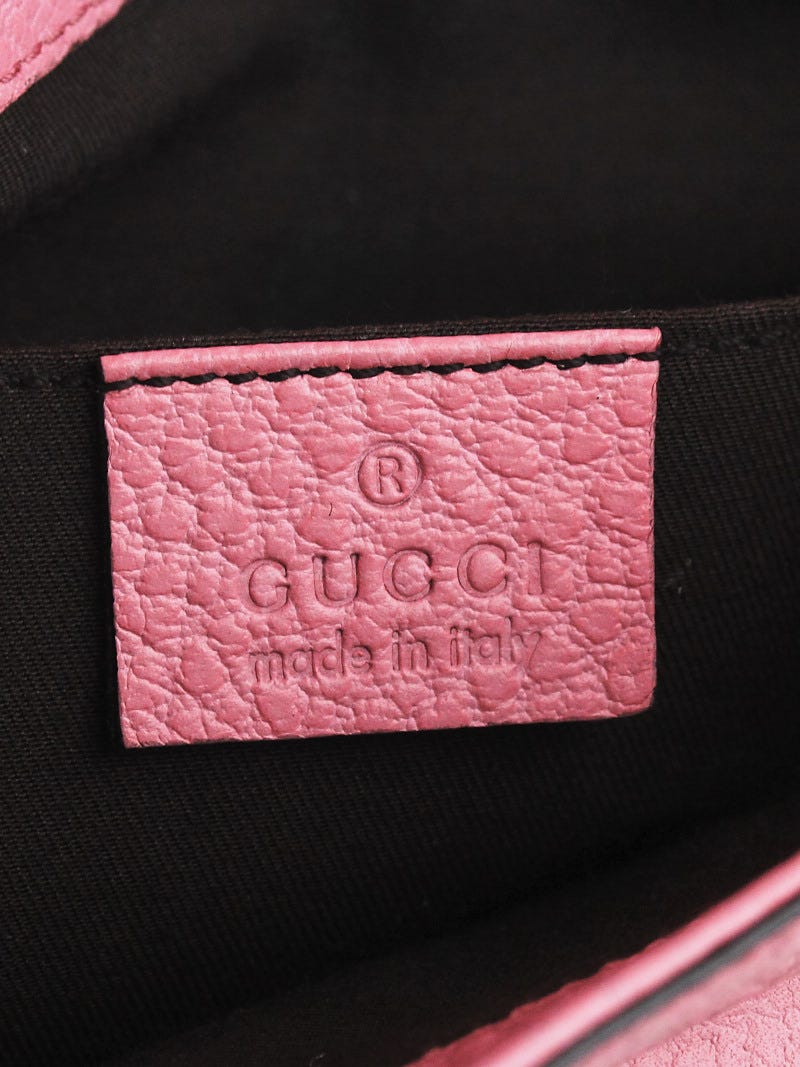 Gucci Pink Pebbled Leather Bamboo Chain Shoulder Bag | Yoogi's Closet