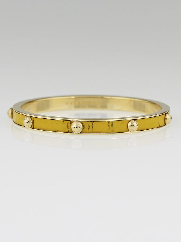 Louis Vuitton Yellow Leather and Metal Gimme a Clue Bangle Bracelet Size M