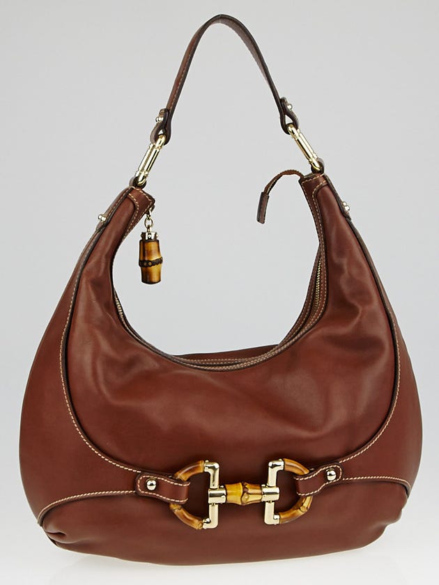 Gucci Brown Leather and Bamboo Amalfi Hobo Bag