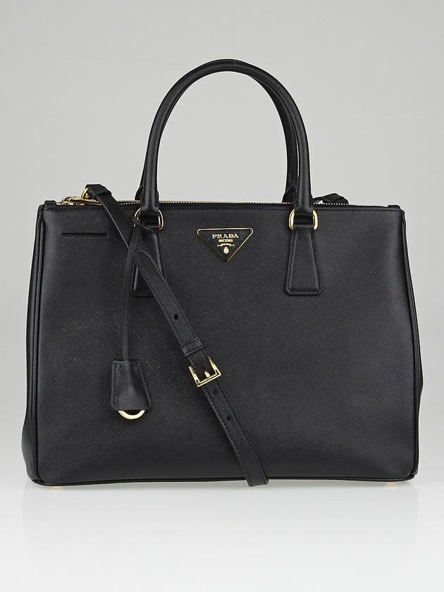 Prada Black Saffiano Lux Leather Medium Zip Tote Bag BN2274