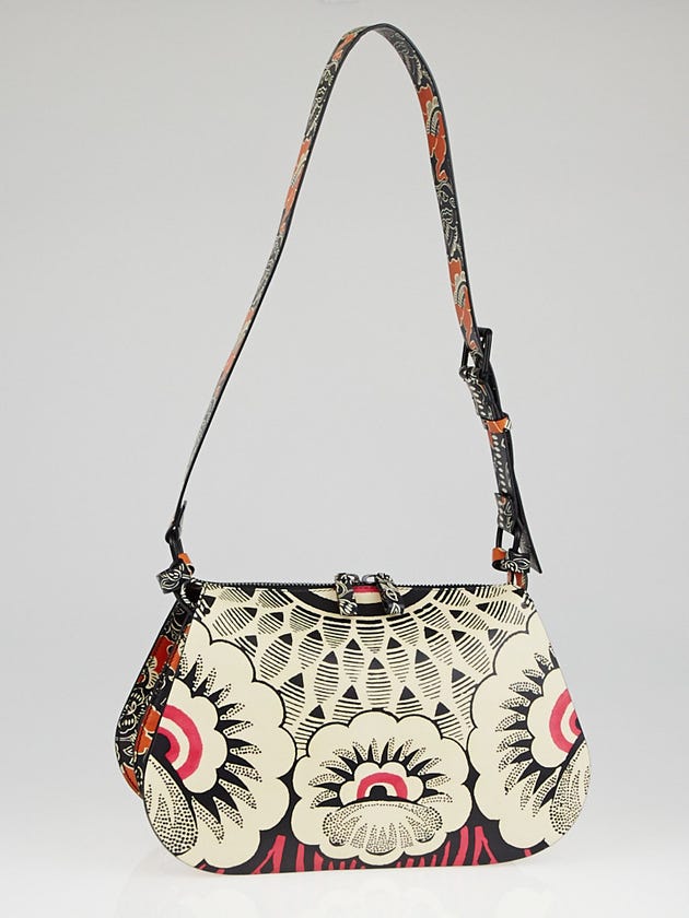 Valentino Multicolor Tropical Floral-Printed Leather Hobo Shoulder Bag