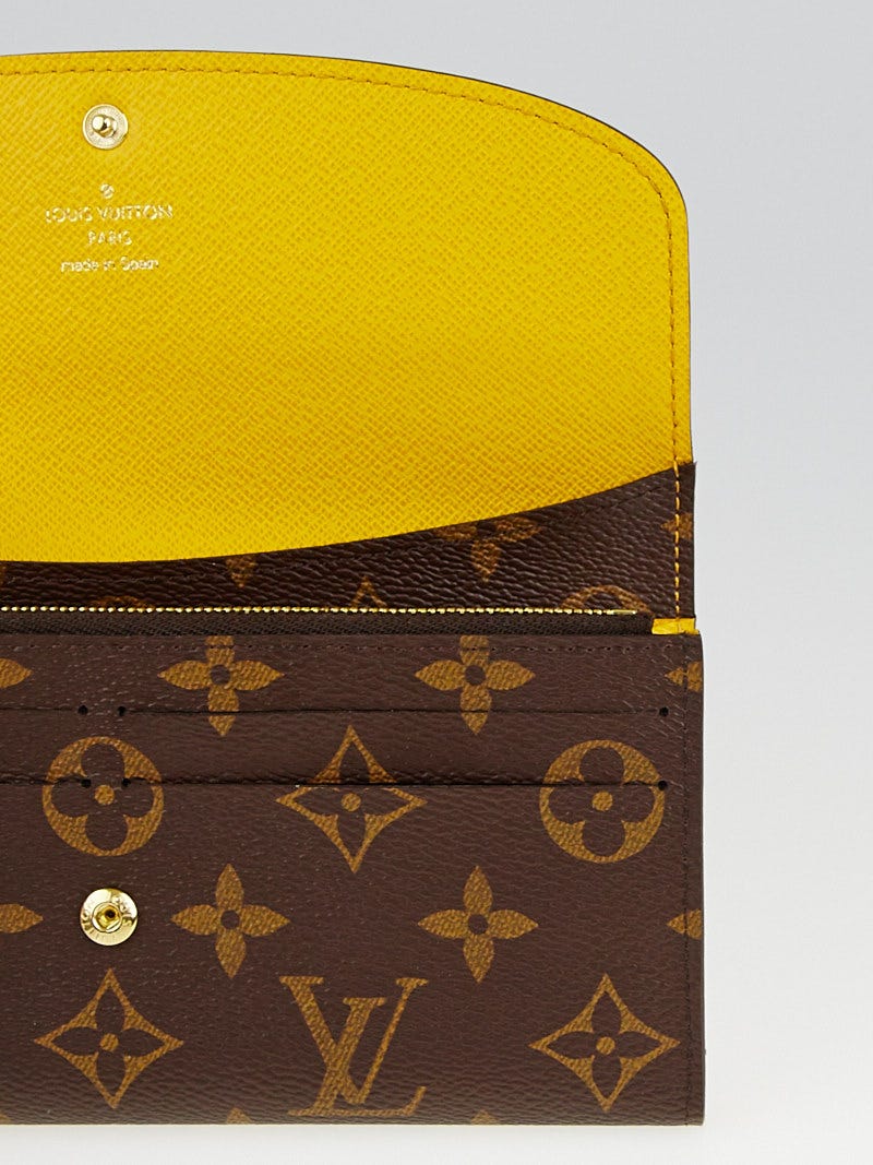 Louis Vuitton monogram card case with yellow trim