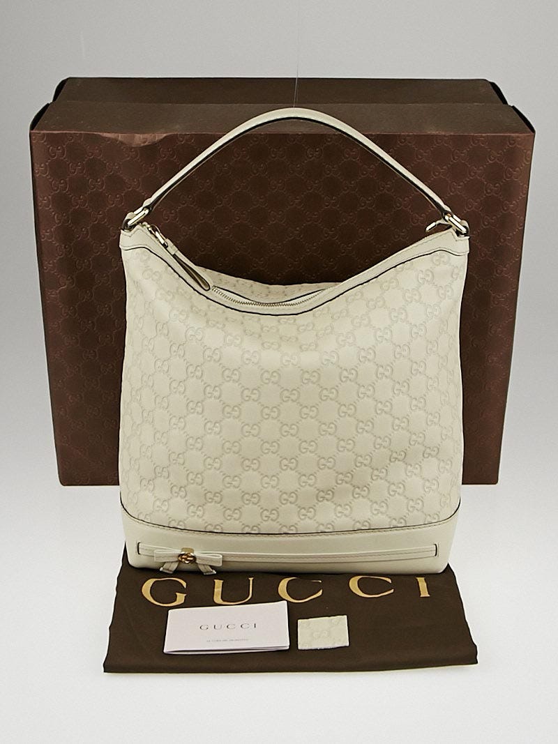 Gucci White Guccissima Leather Mayfair Medium Hobo Bag
