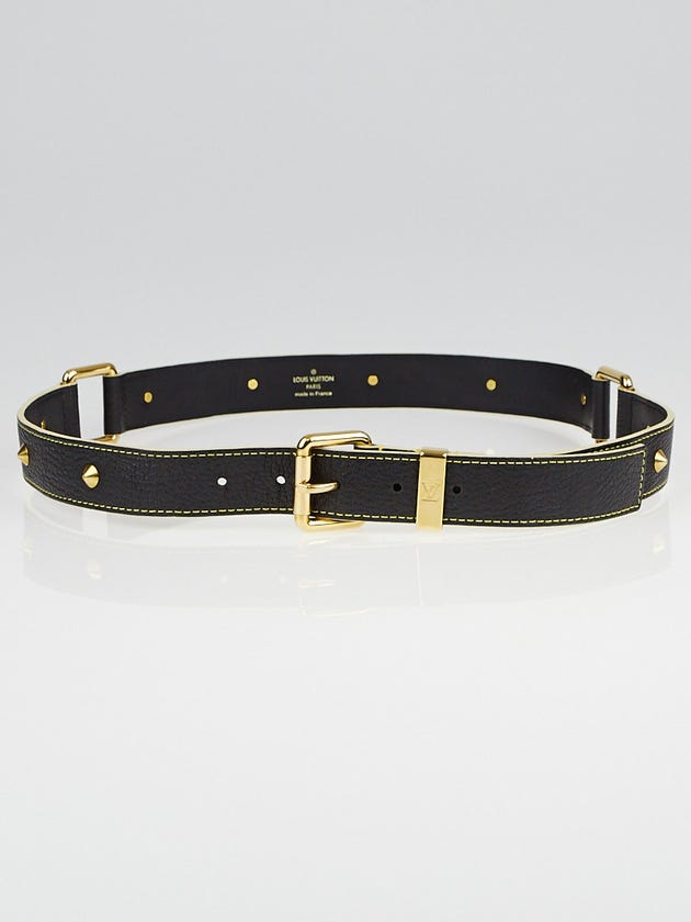 Louis Vuitton Black Suhali Leather Studded Belt Size 90/36