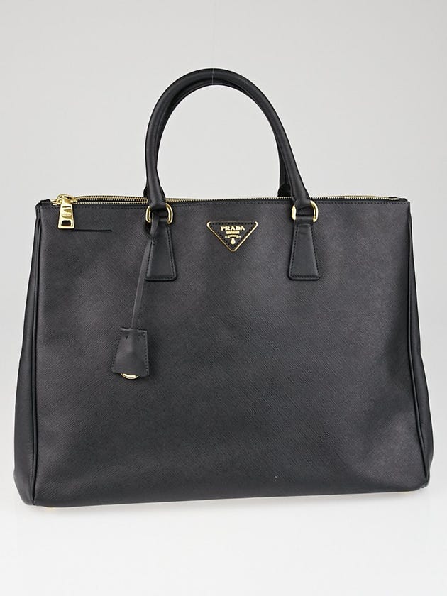 Prada Black Saffiano Lux Leather Double Zip Executive Tote Bag BN1802