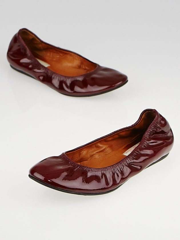 Lanvin Red Patent Leather Ballet Flats Size 6/36.5