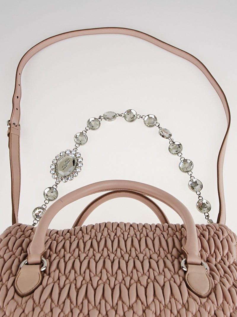 Miu Miu Cammeo Nappa Matelasse Leather and Crystal Satchel