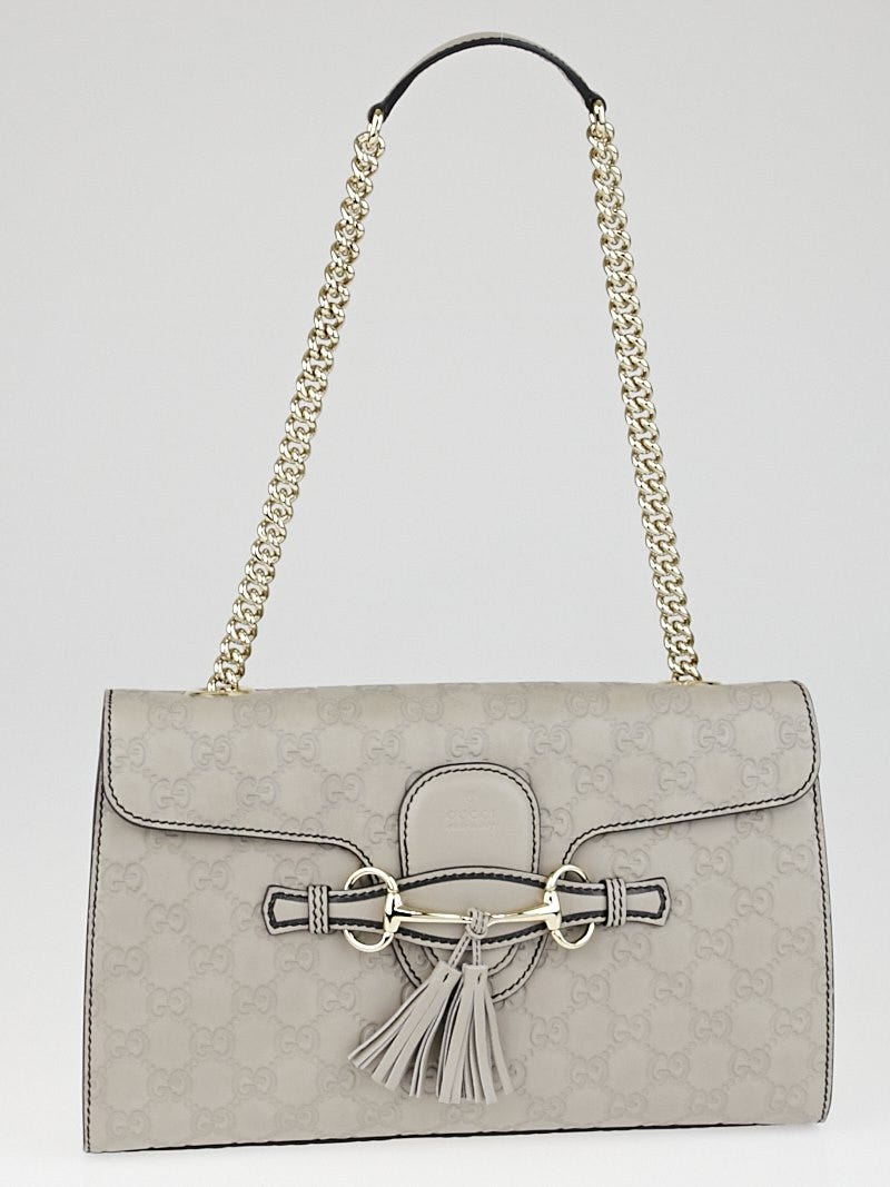 Gucci Grey Guccissima Leather Medium Emily Chain Shoulder Bag Yoogi s Closet
