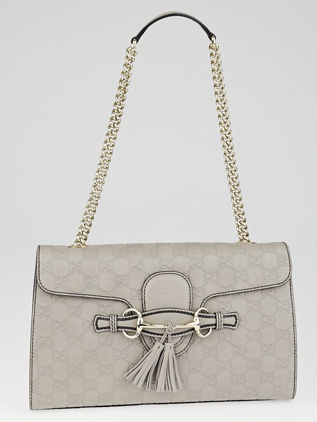 Gucci Grey Guccissima Leather Medium Emily Chain Shoulder Bag