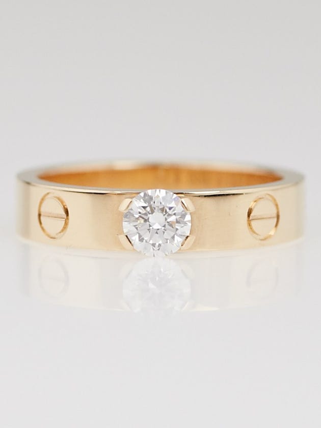 Cartier 18k Pink Gold and Diamond LOVE Solitaire Ring Size 49/4.75