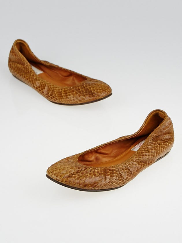 Lanvin Brown Snakeskin Ballet Flats Size 7.5/38
