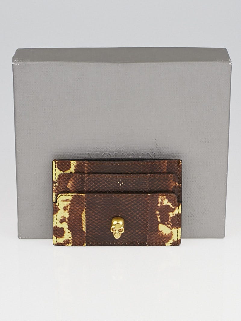 Alexander McQueen Brown Karung Snakeskin Skull Card Holder