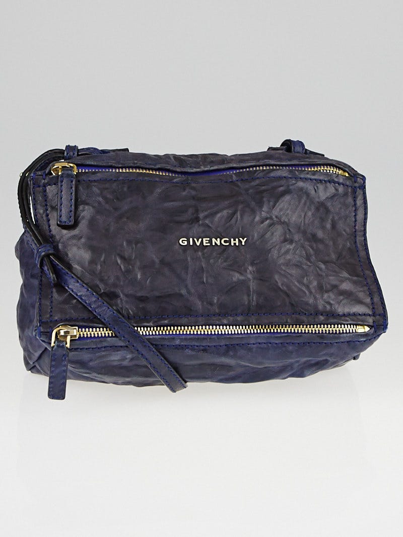 Givenchy Dark Blue Textured Lambskin Leather Mini Pepe Pandora Bag Yoogi s Closet
