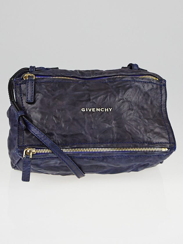 Givenchy Dark Blue Textured Lambskin Leather Mini Pepe Pandora Bag