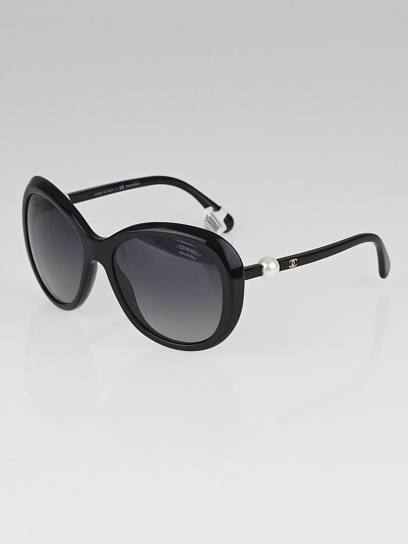 Chanel Black Oversized Frame Faux Pearl Sunglasses - 5302-H - Yoogi's Closet