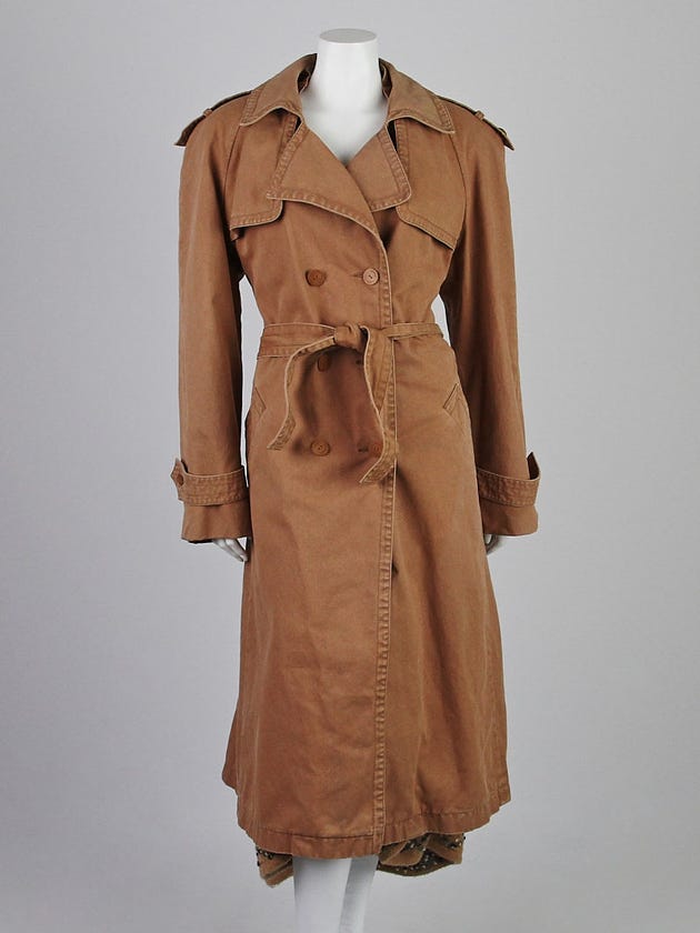 Chanel Camel Cotton Blend Trench Coat Size 12/46