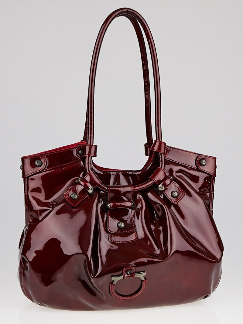 Salvatore ferragamo patent leather bag top
