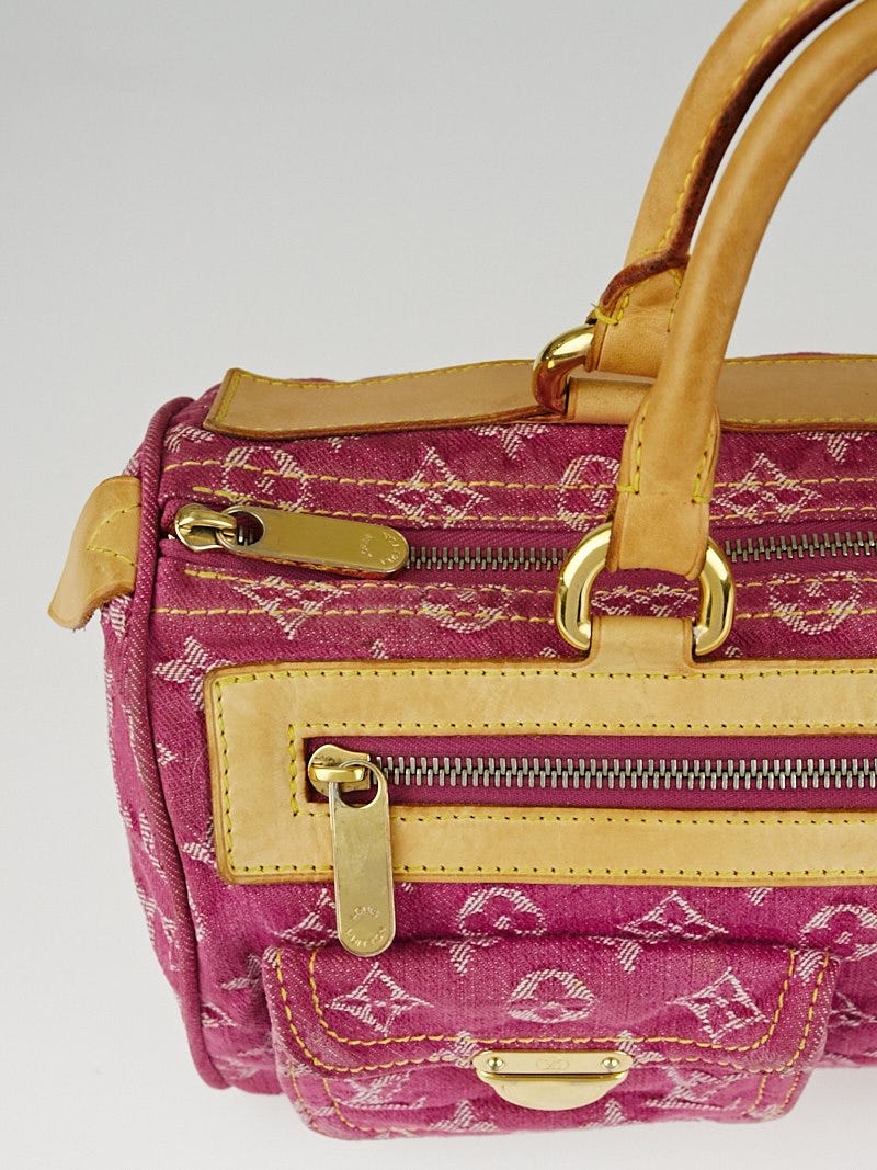 Louis Vuitton Neo Speedy M95214 Fuchsia Pink Monogram Denim Duffle Handbag  