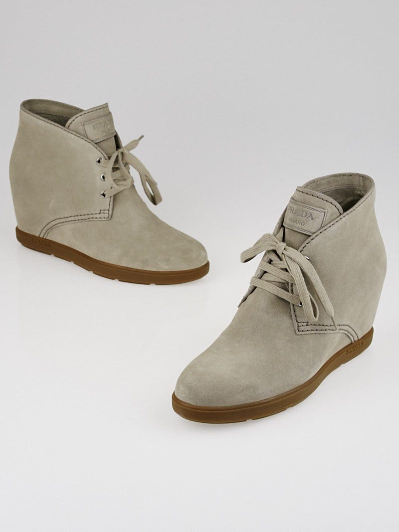 Grey suede wedge ankle boots cheap
