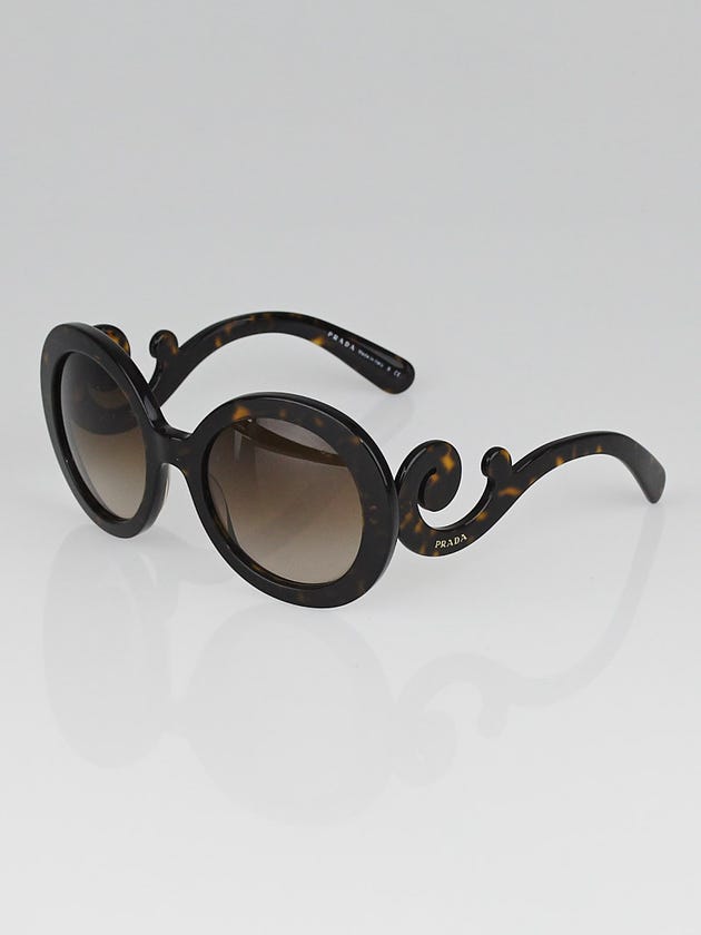 Prada Tortoise Shell Oversized Round Frame Baroque Sunglasses - SPR27N