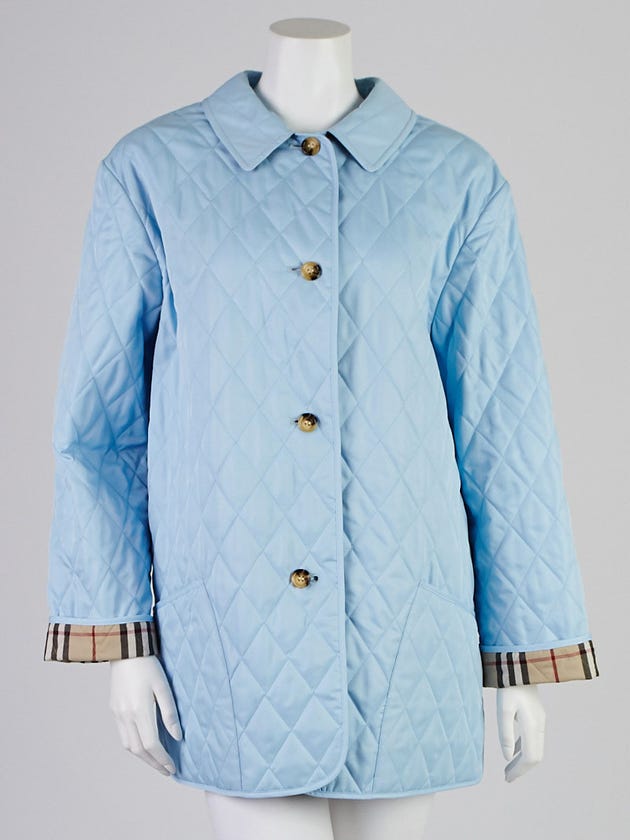 Burberry London Blue Diamond Quilted Polyester Jacket Size L