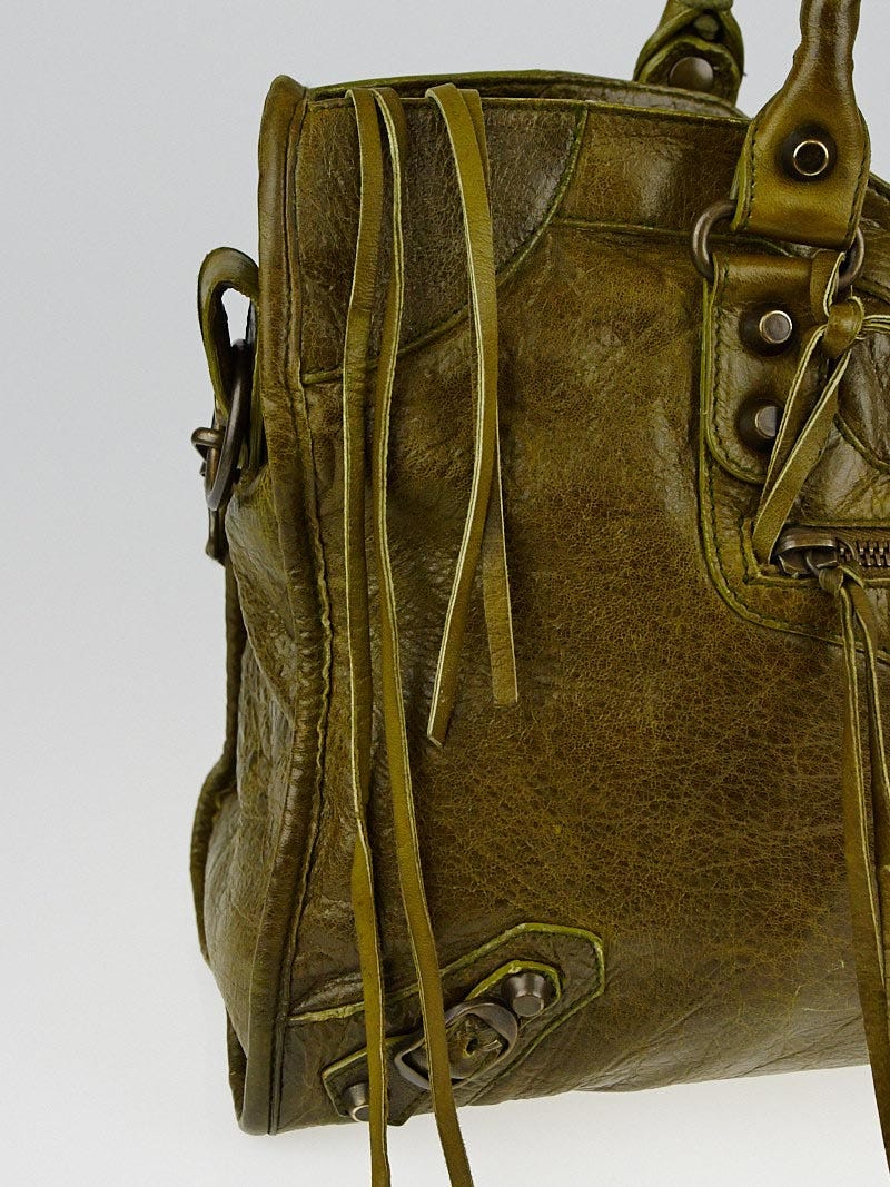 Balenciaga Khaki Chevre Leather Motorcycle City Bag