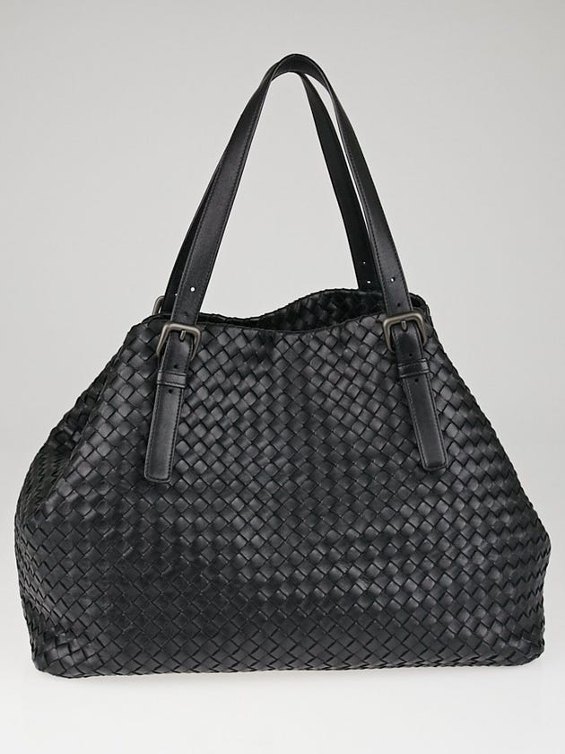 Bottega Veneta Black Intrecciato Woven Nappa Leather Large Tote Bag