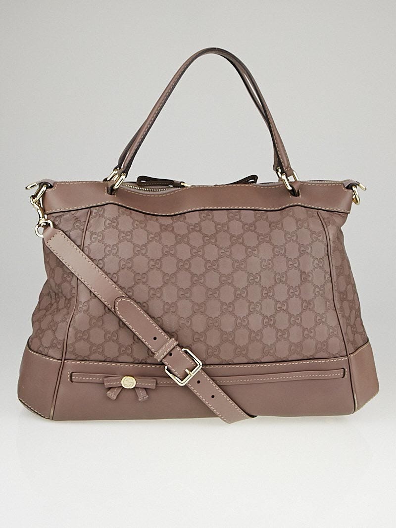 Gucci Mauve Guccissima Leather Mayfair Bow Large Top Handle Bag Yoogi s Closet