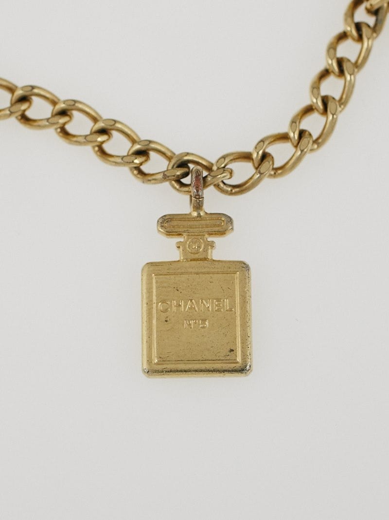 Chanel Gold Metal CC and Chanel No.5 Perfume Charm Bracelet