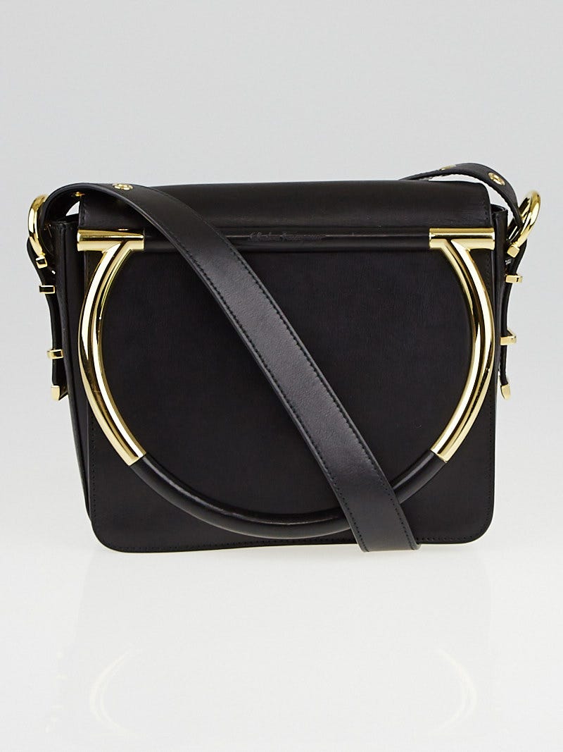 Salvatore Ferragamo Black Leather Micole Crossbody Bag Yoogi s Closet