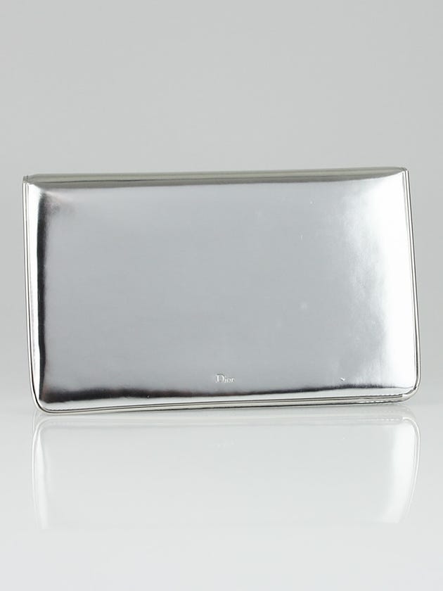 Christian Dior Silver Mirror Calfskin Leather Clutch Bag