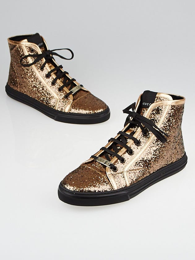 Gucci Copper Glitter California High-Top Sneakers Size 11