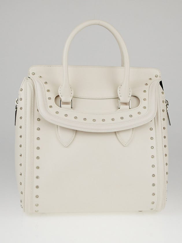 Alexander McQueen White Leather Studded Heroine Bag