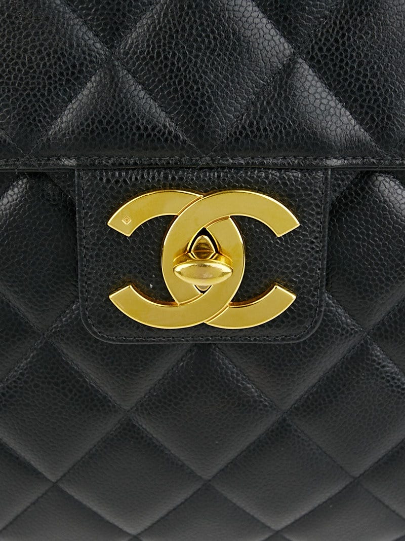 Chanel Black Quilted Caviar Leather Jumbo Kelly Briefcase Bag