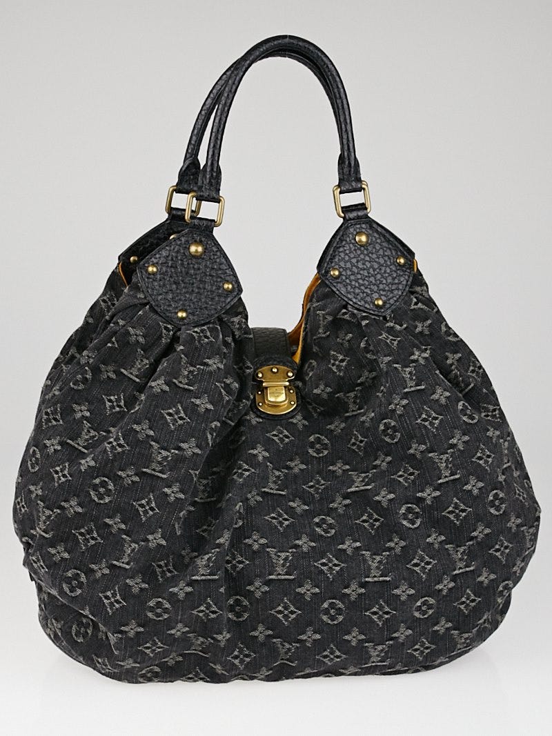 Louis Vuitton - Authenticated Mahina Handbag - Denim - Jeans Black for Women, Very Good Condition