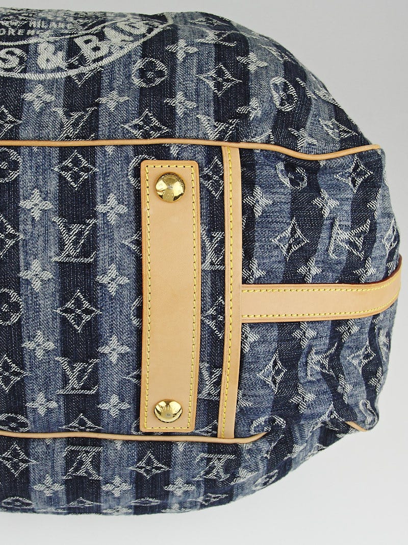 Louis Vuitton Limited Edition Blue Denim Monogram Denim Porte Epaule Raye  GM Bag - Yoogi's Closet
