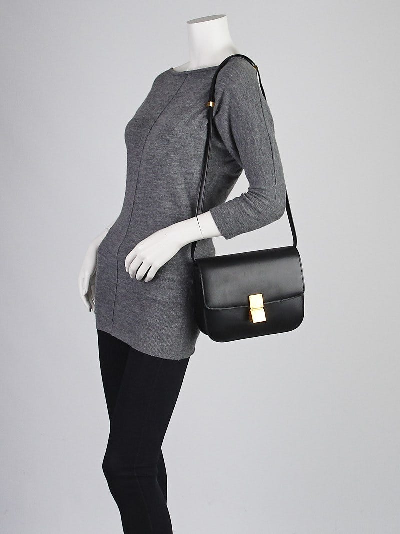 Celine Black Calf Leather Medium Classic Box Bag - Yoogi's Closet