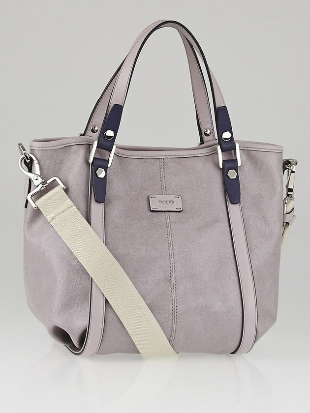 Tod's Beige Lavender Coated Canvas G-Line Sacca Small Tote Bag