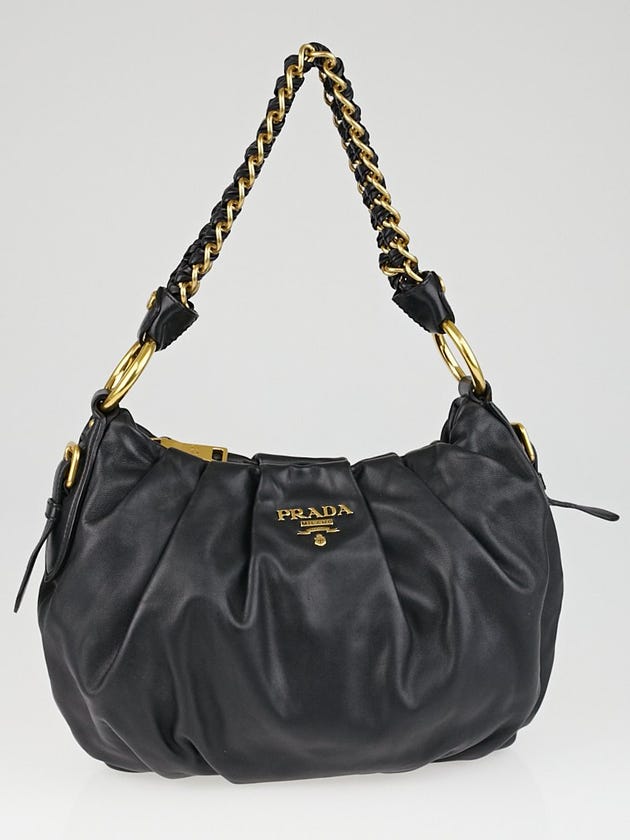 Prada Black Nappa Leather Chain Shoulder Bag BR4243