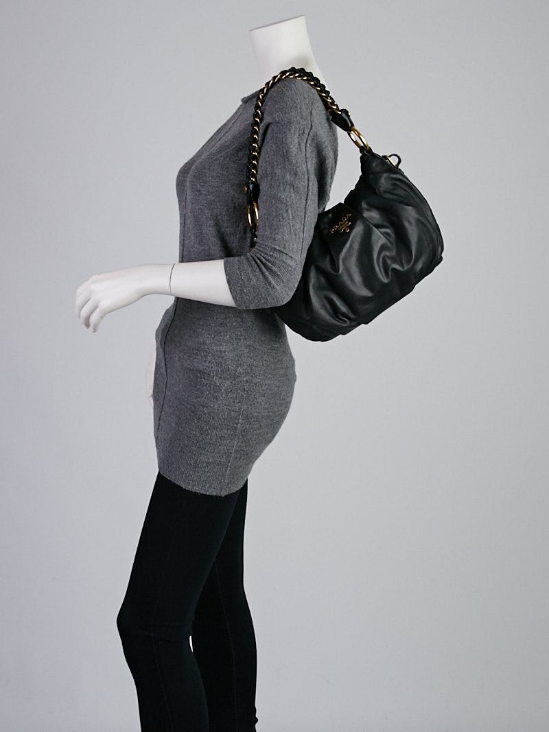 Prada Black Nappa Leather Chain Shoulder Bag BR4243 | Yoogi's Closet