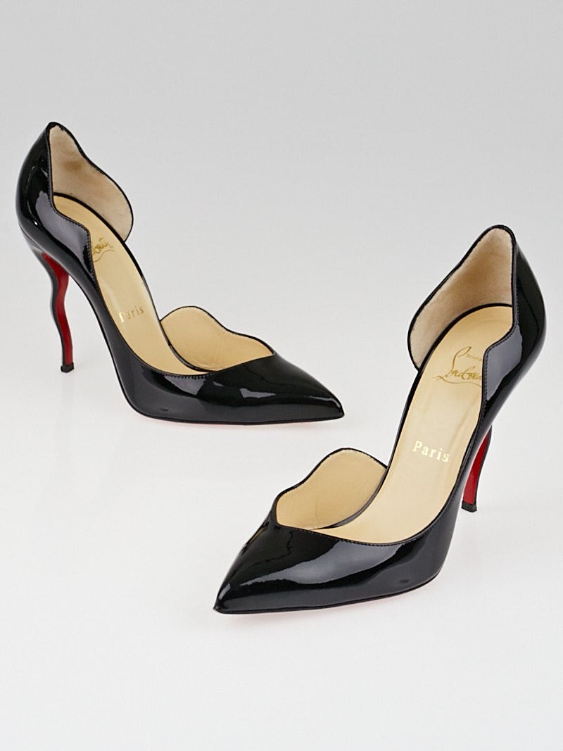 Christian Louboutin Black Patent Leather Dalida Half d'Orsay 100 Christian Louboutin Black Patent Leather Dalida Half d'Orsay 100