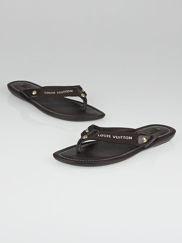 Louis Vuitton Brown Canvas Flat Thong Sandals Size 8.5/39