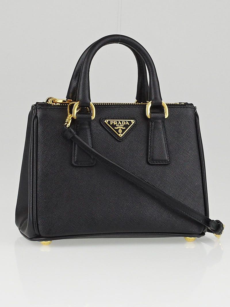 markeerstift overhemd Analist Prada Black Saffiano Lux Leather Nano Tote Bag BN2842 - Yoogi's Closet
