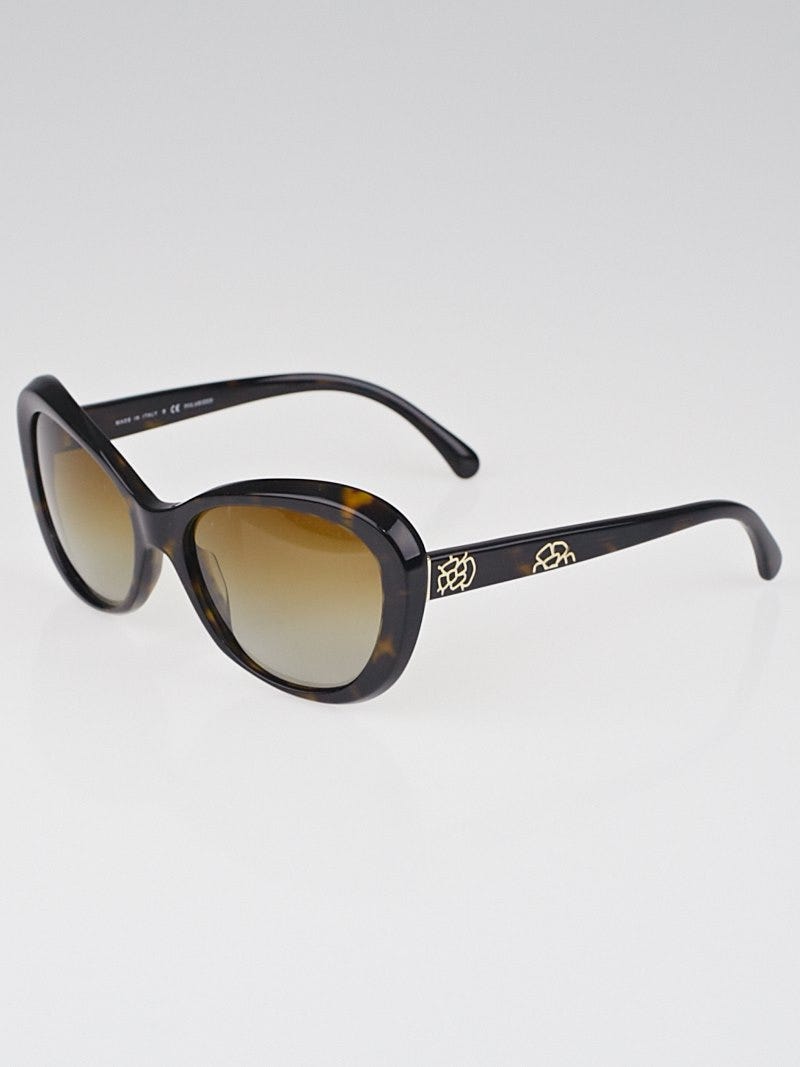 Chanel Tortoise Shell Frame Camellia Print Sunglasses-5246