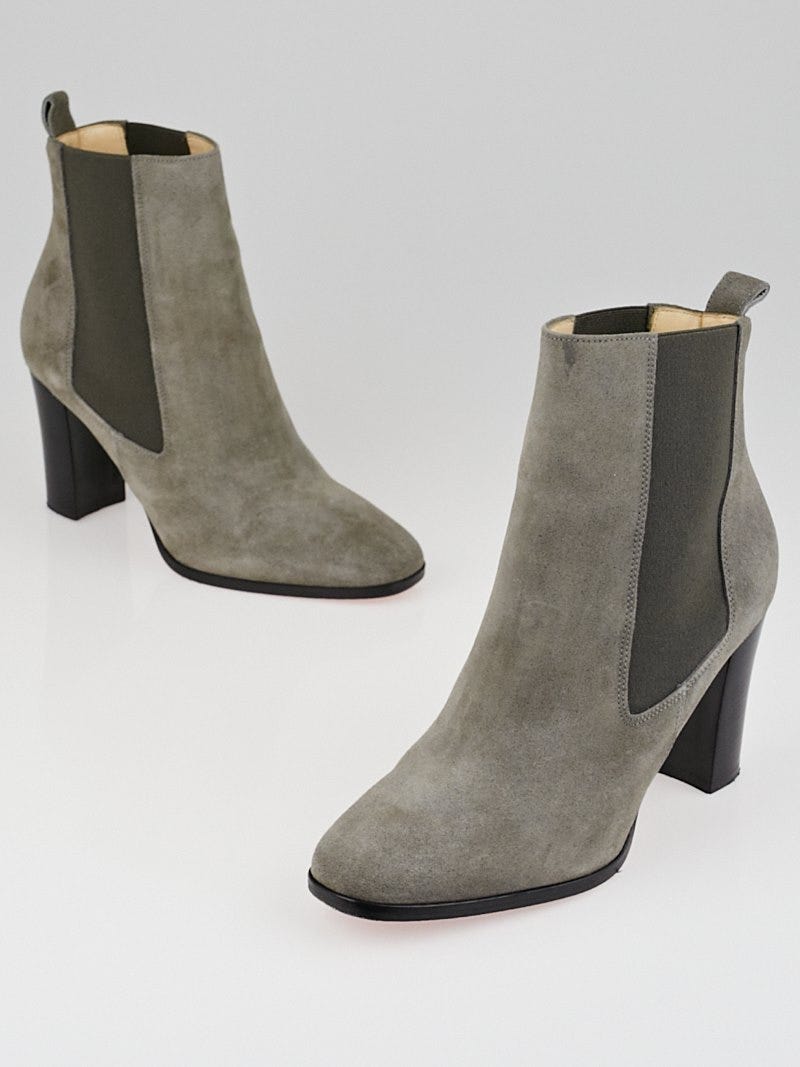 Christian louboutin grey suede boots sales