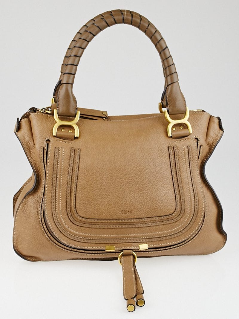 Chloe Nut Pebbled Leather Medium Marcie Satchel Bag Yoogi s Closet