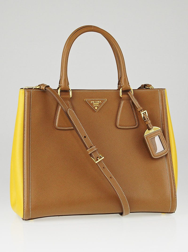 Prada Caramel and Mimo Saffiano Lux Leather Tote Bag BN2438 Yoogi s Closet