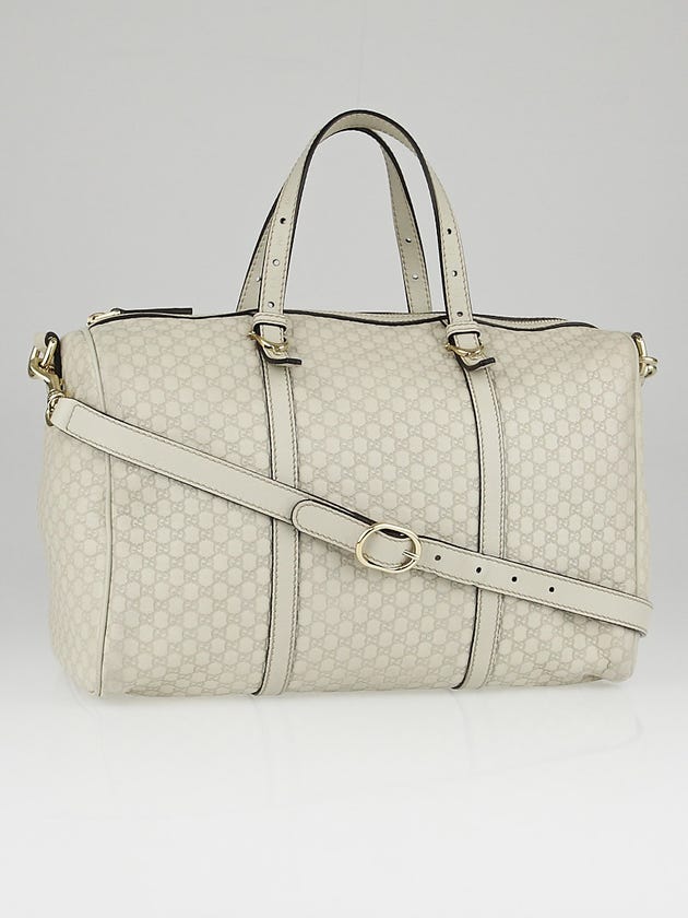 Gucci White Microguccissima Leather Medium Boston Bag w/Strap
